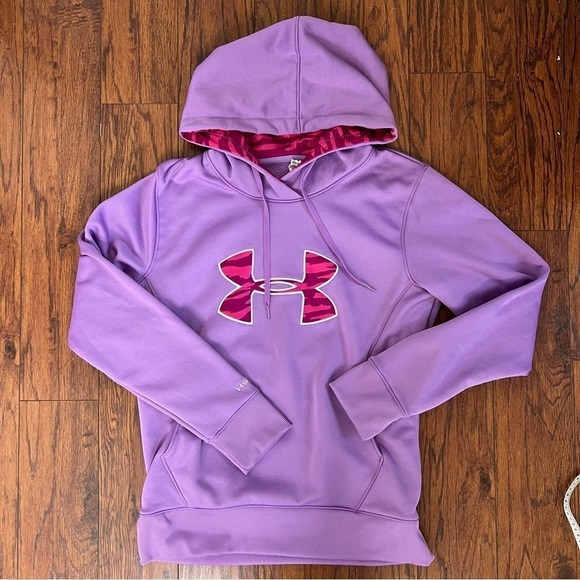 Under Armour Pink and Purple Logo Hoodie Hooded Sweatshirt Size Medium - Picture 12 of 15